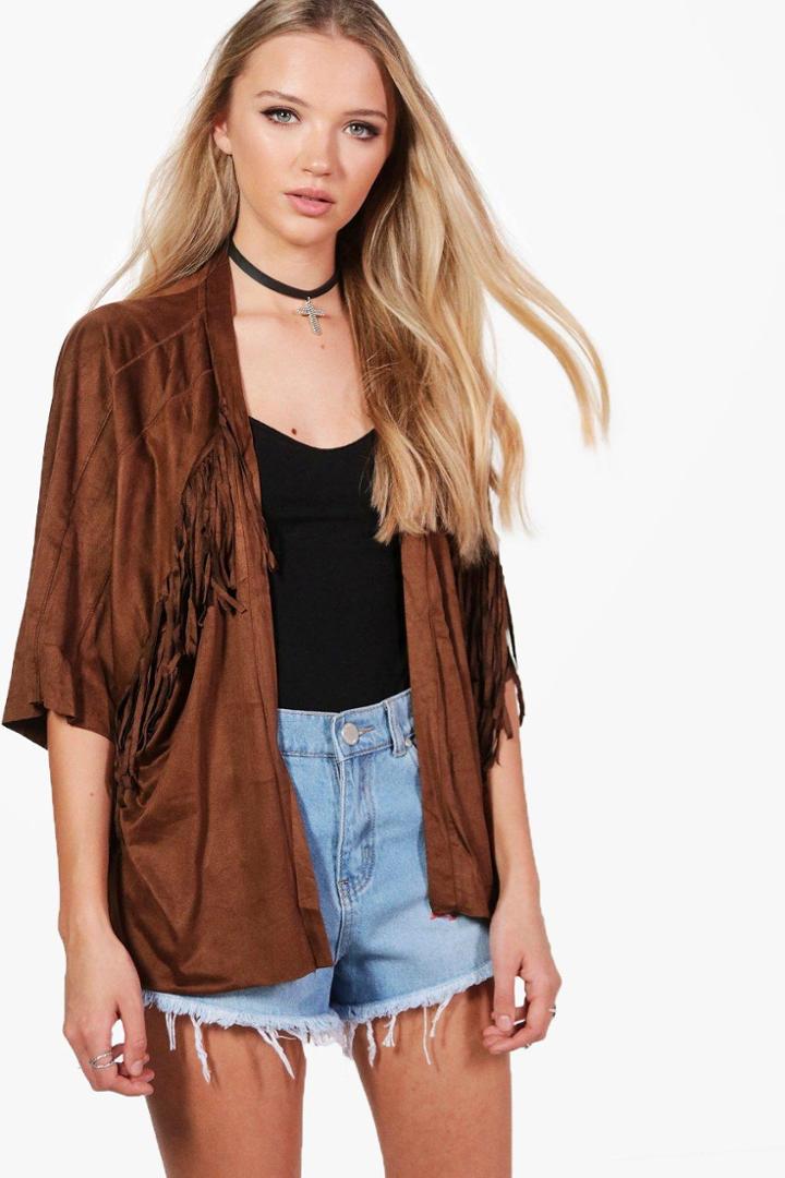 Boohoo Anna Frill Detail Blouse Chocolate