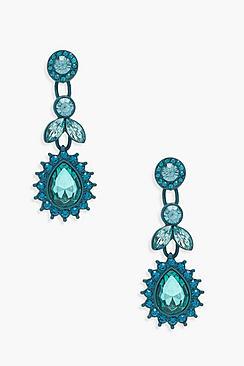 Boohoo Olivia Bright Diamante Statement Earrings