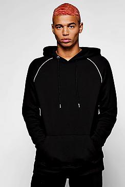 Boohoo Raglan Over The Head Hoodie With Piping