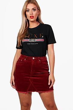 Boohoo Plus Sarah Cord Mini Skirt