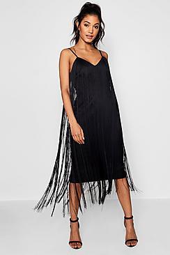 Boohoo Josephine Tassel Midi Dress