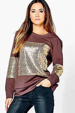 Boohoo Selina Sequin Panelled Jumper