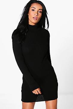 Boohoo Eloise Roll Sleeve Knitted Dress
