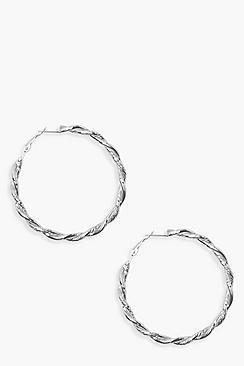 Boohoo Vintage Look 6cm Twist Hoop Earrings