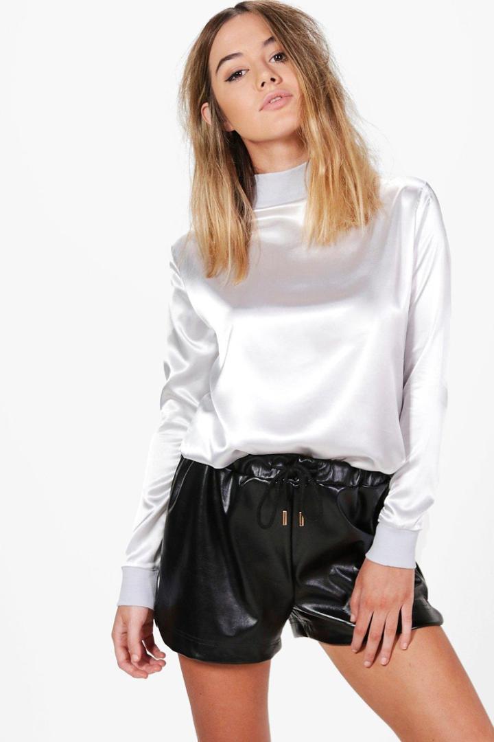 Boohoo Petite Lisa Oversized Premium Sweat Dove