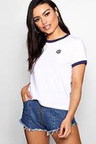 Boohoo Lucy Contrast Rib Eye Embellished Tee