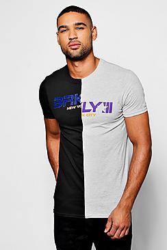 Boohoo Spliced Brooklyn Print T-shirt