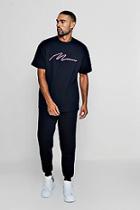 Boohoo Man Signature Embroidered T-shirt & Loose Jogger Set