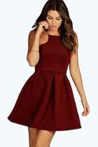 Boohoo Carry Bonded Scuba Cutaway Skater Dress