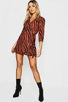 Boohoo Petite Zebra Print Shirt Dress