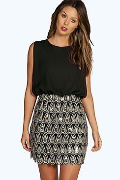 Boohoo Boutique Naya Sequin Chiffon Bodycon Dress
