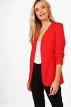 Boohoo Sophie Collarless Tailored Lined Woven Blazer