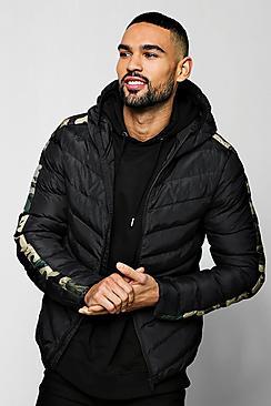Boohoo Camo Arm Panel Puffer Jacket