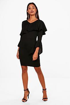 Boohoo Ruffle Sleeve Shift Dress