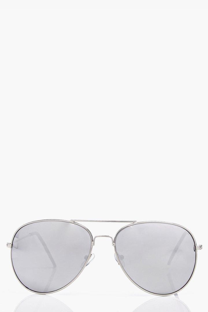 Boohoo Frankie Aviator Sunglasses Silver