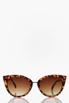 Boohoo Cerys Tortoise Frame Cat Eye Sunglasses Brown