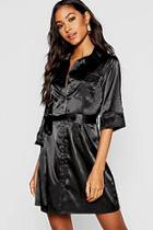 Boohoo Satin Utility Belted Mini Dress