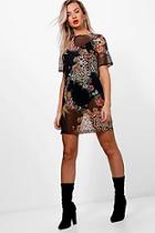 Boohoo Libby Leopard & Chain Print Mesh T-shirt Dress