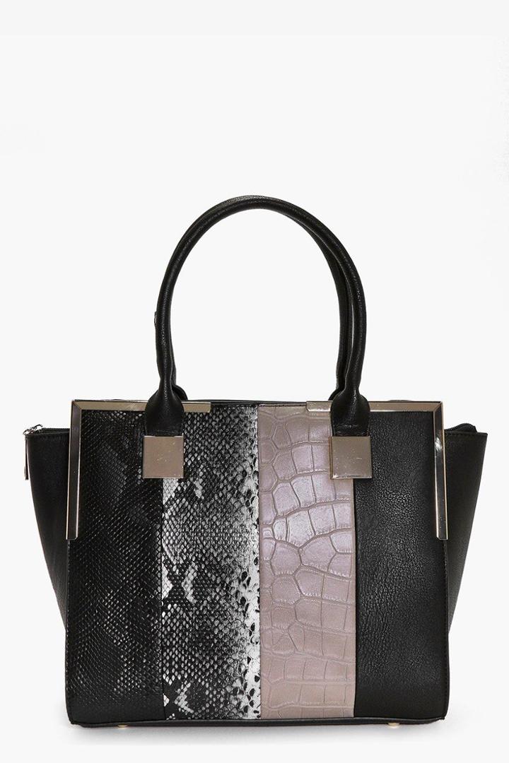 Boohoo Ivy Colour Block Metal Detail Day Bag Multi