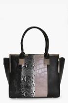Boohoo Ivy Colour Block Metal Detail Day Bag Multi