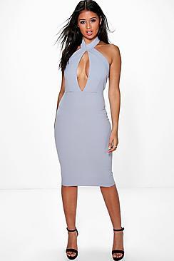 Boohoo Sadie Fold Over Keyhole Detail Bodycon Dress