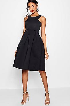Boohoo Scuba Cutaway Neckline Midi Dress