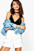 Boohoo Sally Star Stud Front Leather Look Shorts
