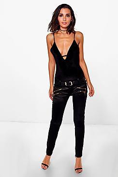 Boohoo Rox Zip Detail Super Skinny Disco Pants