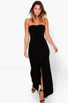 Boohoo Harriet Bandeau Split Front Maxi Dress Black