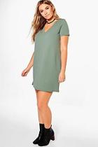 Boohoo Plus Naomi Plunge Neck Strap Shift Dress