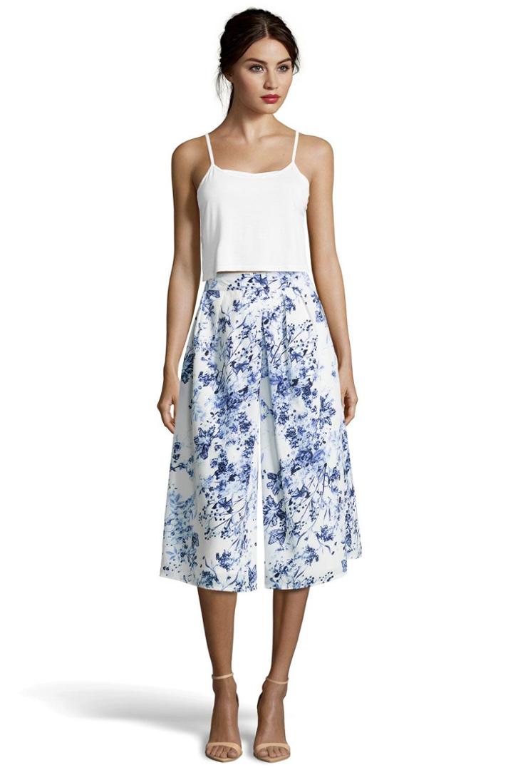 Boohoo Boutique Leni Silky Floral Wide Leg Culottes - Ivory