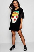 Boohoo Petite Romance Face Print T Shirt Dress