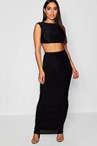 Boohoo Slinky Cowl Back Crop Top And Maxi Skirt Co-ord