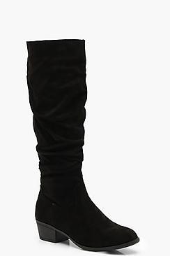 Boohoo Block Heel Slouch Knee Boots