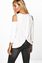 Boohoo Nina Open Shoulder Wrap Back T-shirt