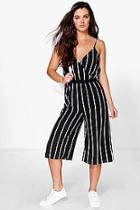 Boohoo Bella Wide Stripe Culotte Jumpsuit