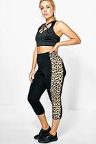 Boohoo Plus Kia Leopard Print Contrast Running Legging