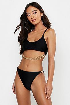 Boohoo Petite Chain Detail Crop Bikini