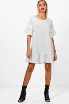 Boohoo Tasha Pearl Embellished Smock Dress