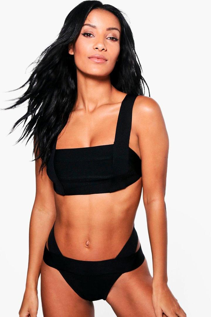 Boohoo Rome Boutique Bandage Bikini Black