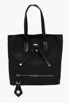 Boohoo Heidi Suedette Zip Detail Shopper Bag Black