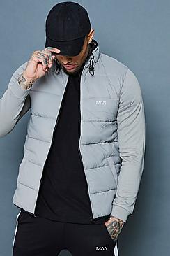 Boohoo Active Padded Shell Jacket With Scuba Sleeve