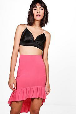 Boohoo Lysa Ruffle Drop Hem Midi Skirt