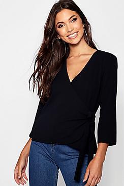 Boohoo Tall Tie Side Wrap Blouse