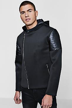Boohoo Biker Panel Scuba Hooded Jacket