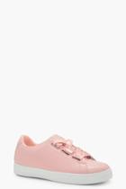 Boohoo Emily Ribbon Lace Up Trainer Pink