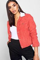 Boohoo Padded Borg Collar Cord Jacket