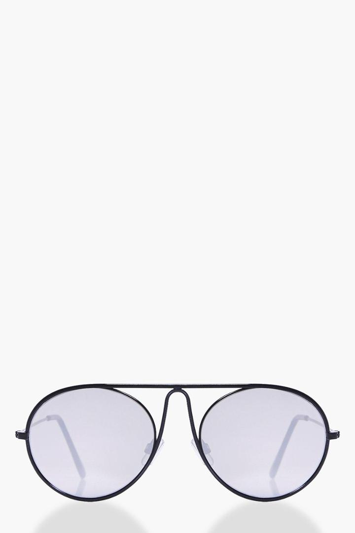 Boohoo Mollie Metal Frame Revo Round Sunglasses Black