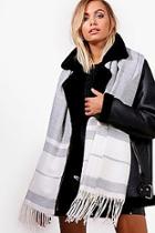 Boohoo Shannon Striped Woven Scarf