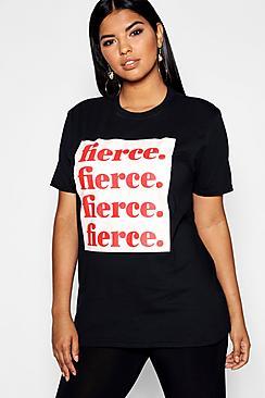 Boohoo Plus 'fierce' T-shirt